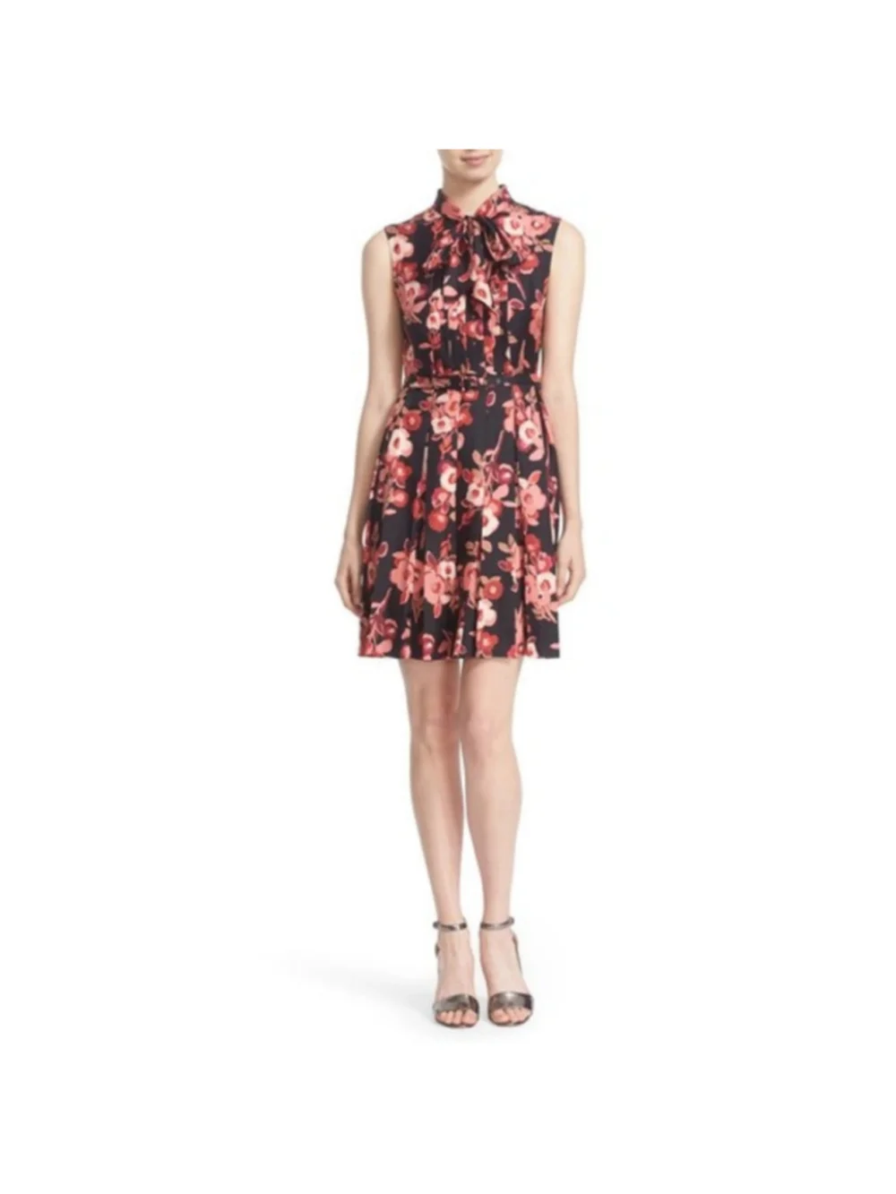 Kate Spade Shadow Buds Pleated Dress 100% Silk - Size 2